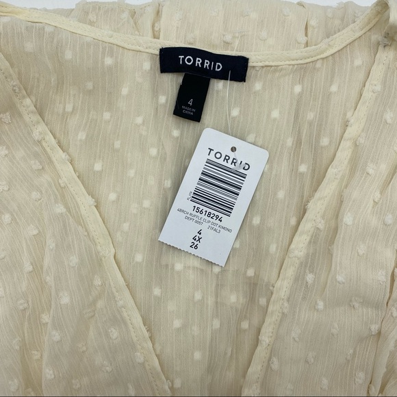 Torrid Women’s Plus Size Cream Tiered Ruffle Open Kimono Clip Dot Size 2X, 3X 4X - Picture 11 of 13